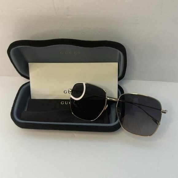 ? - New Authentic GUCCI GG1031S-001 59 Sunglass Woman Metal Gold-Gold-Grey